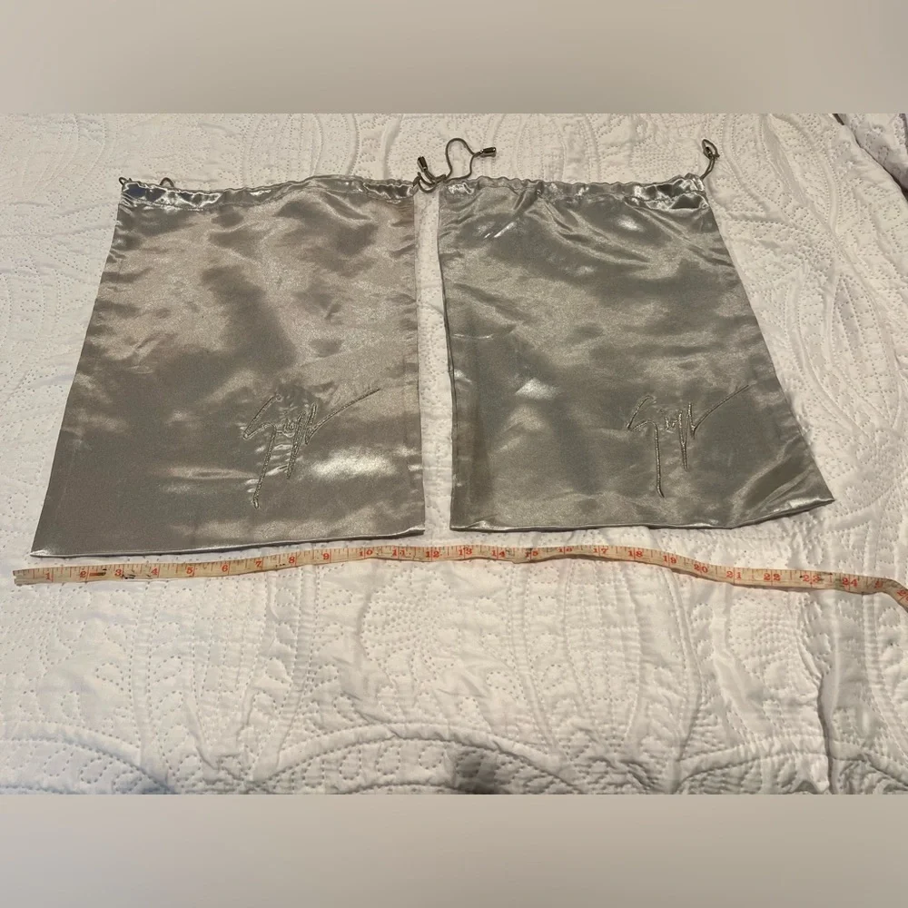 Authentic Silver silk Giuseppe Drawstring Bags
